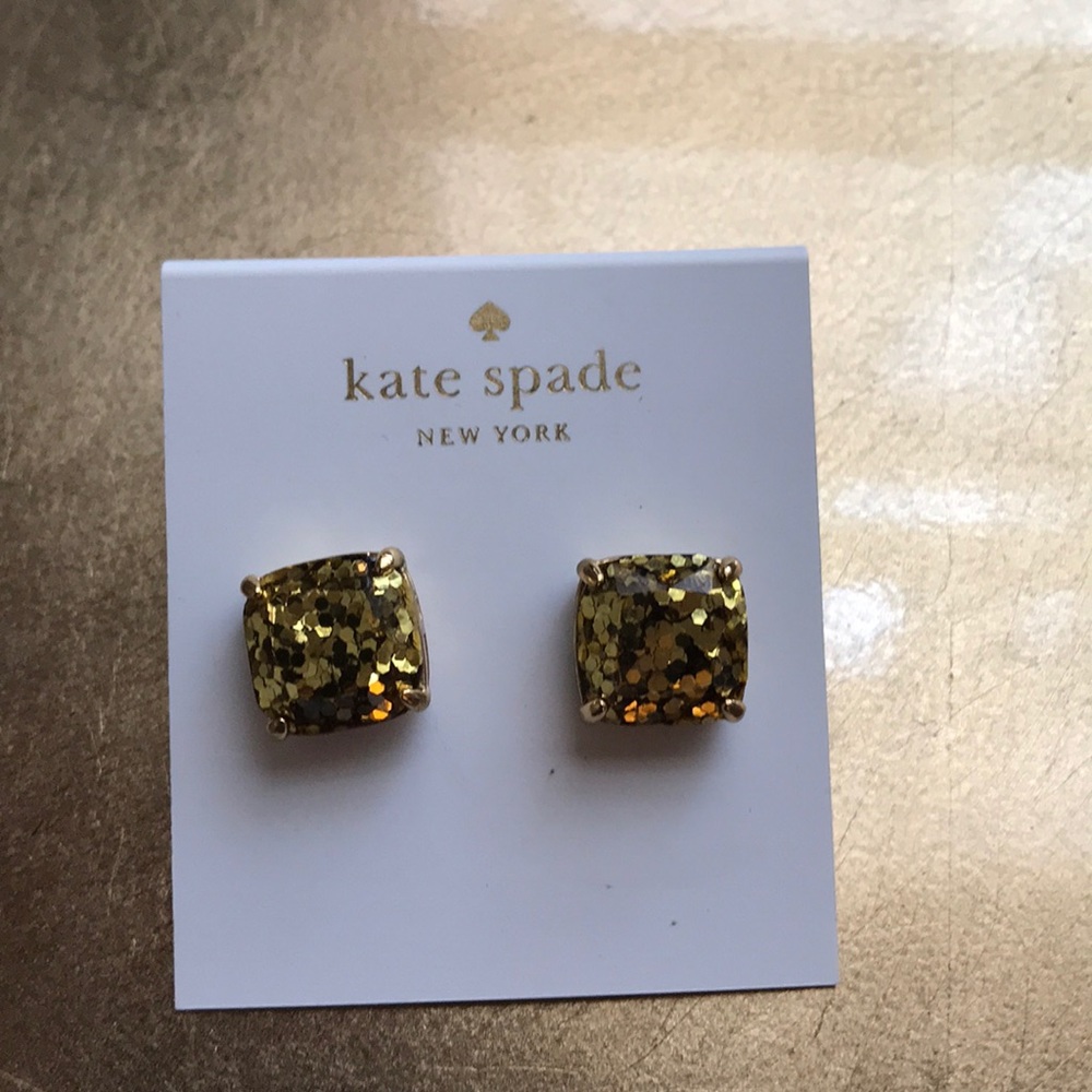 Kate Spade gold glitter studs